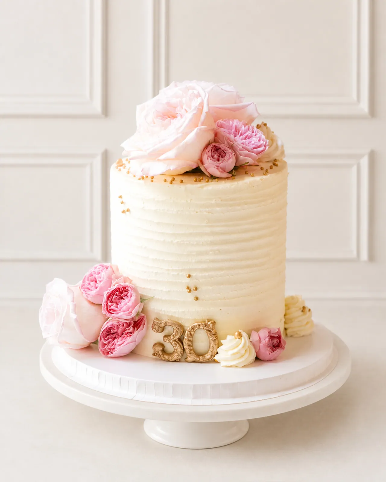 Milestone cake with garden roses