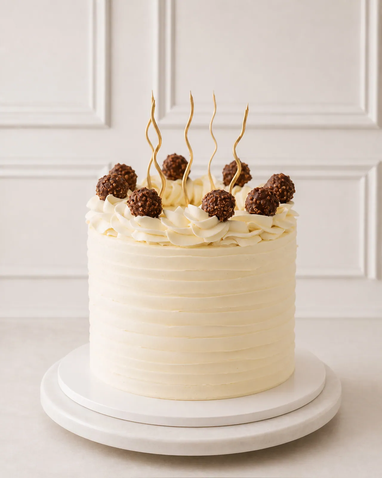 Ivory cake with Ferrero Rocher