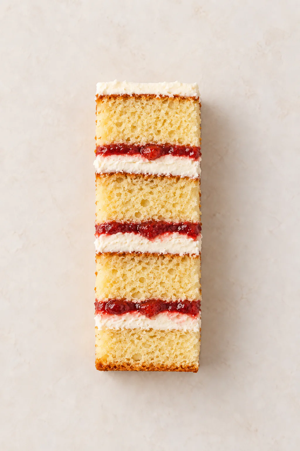 A cut slice of Victoria Sponge cake