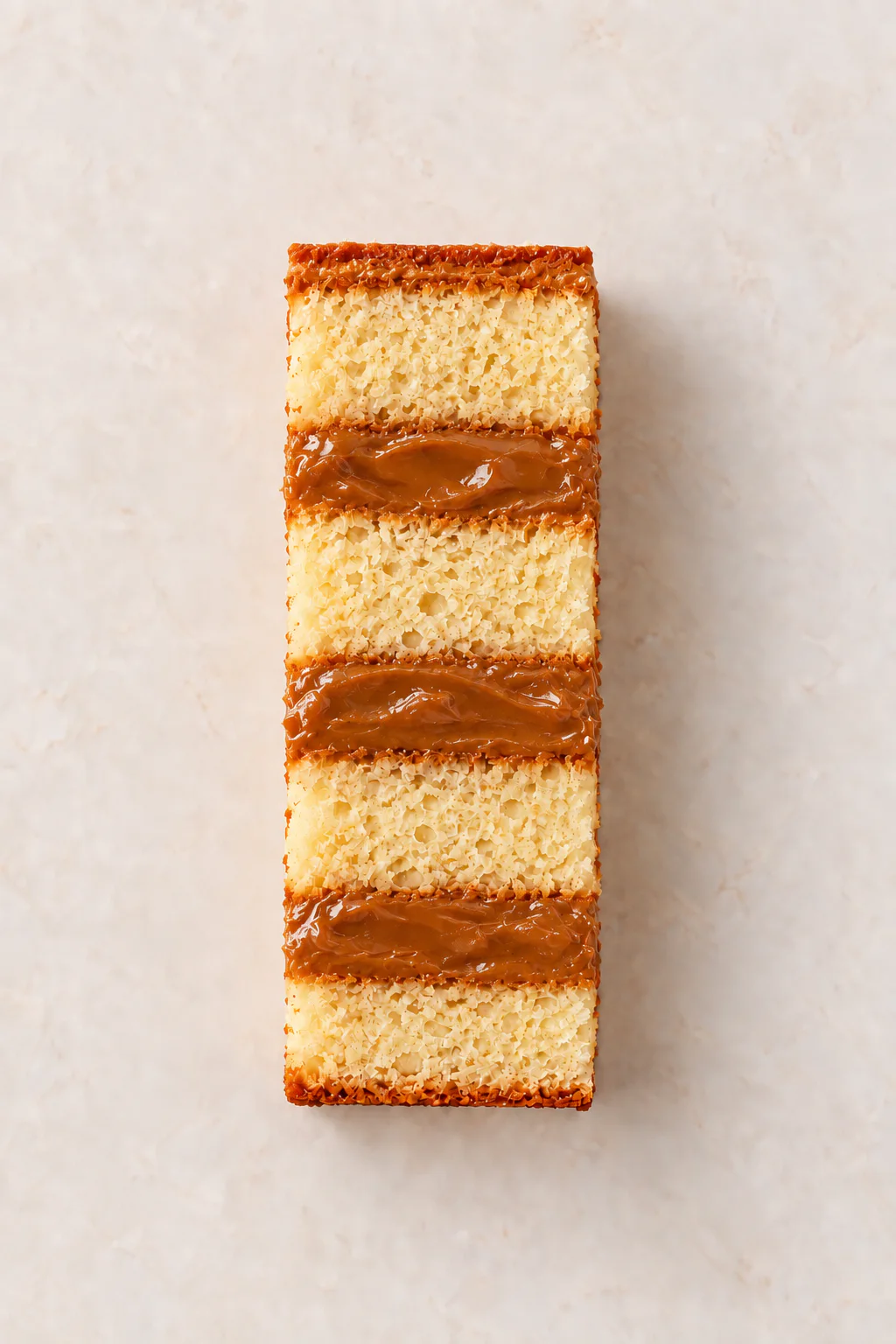 Vanilla sponge layered with dulce de leche filling