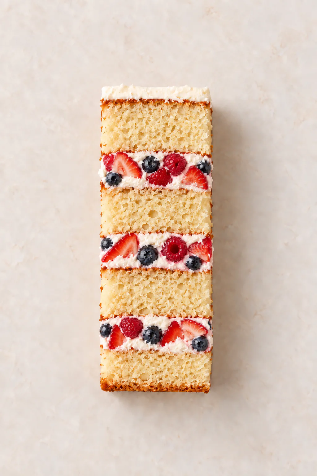 Vanilla sponge layered with fresh berry filling