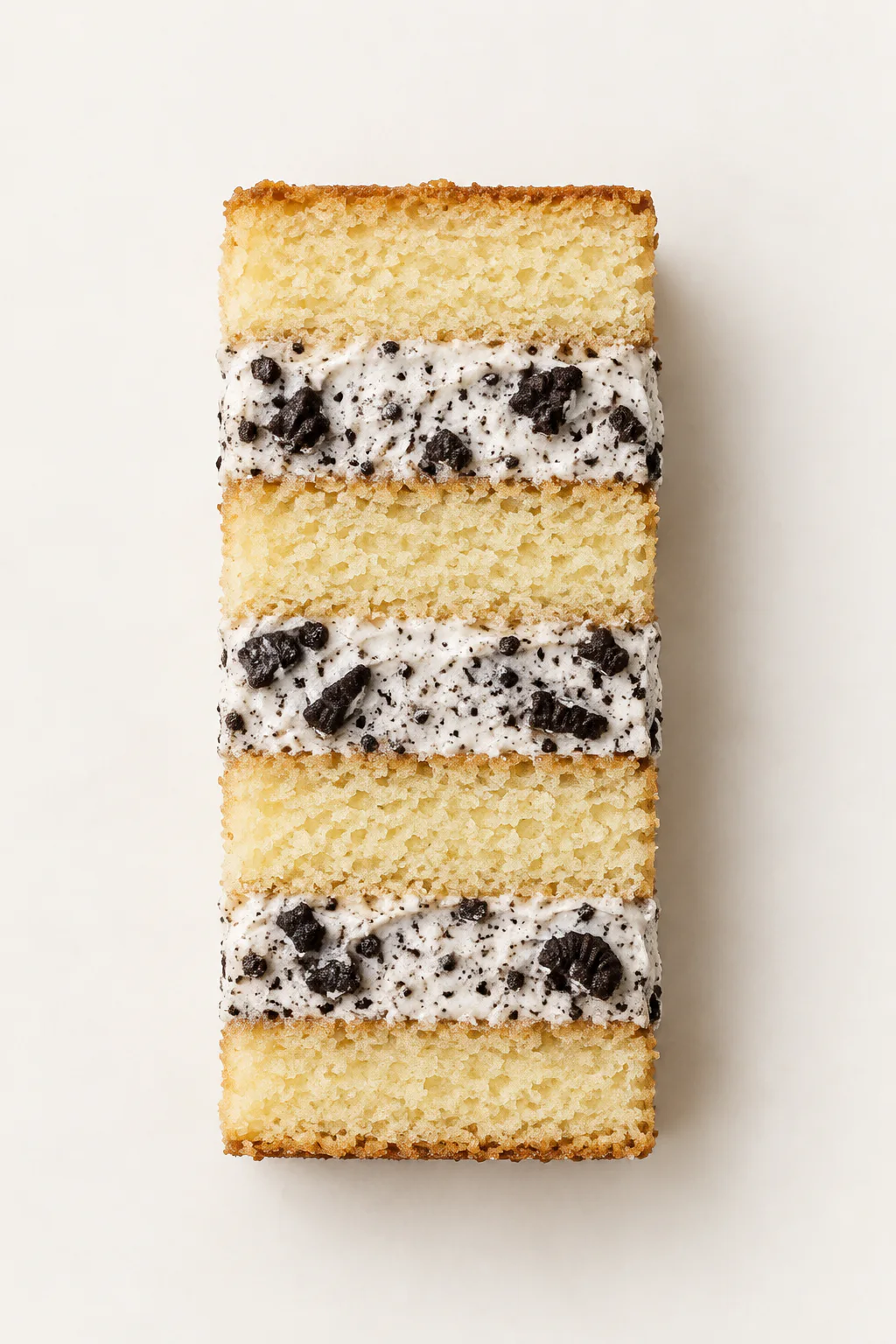 Vanilla sponge layered with oreo filling