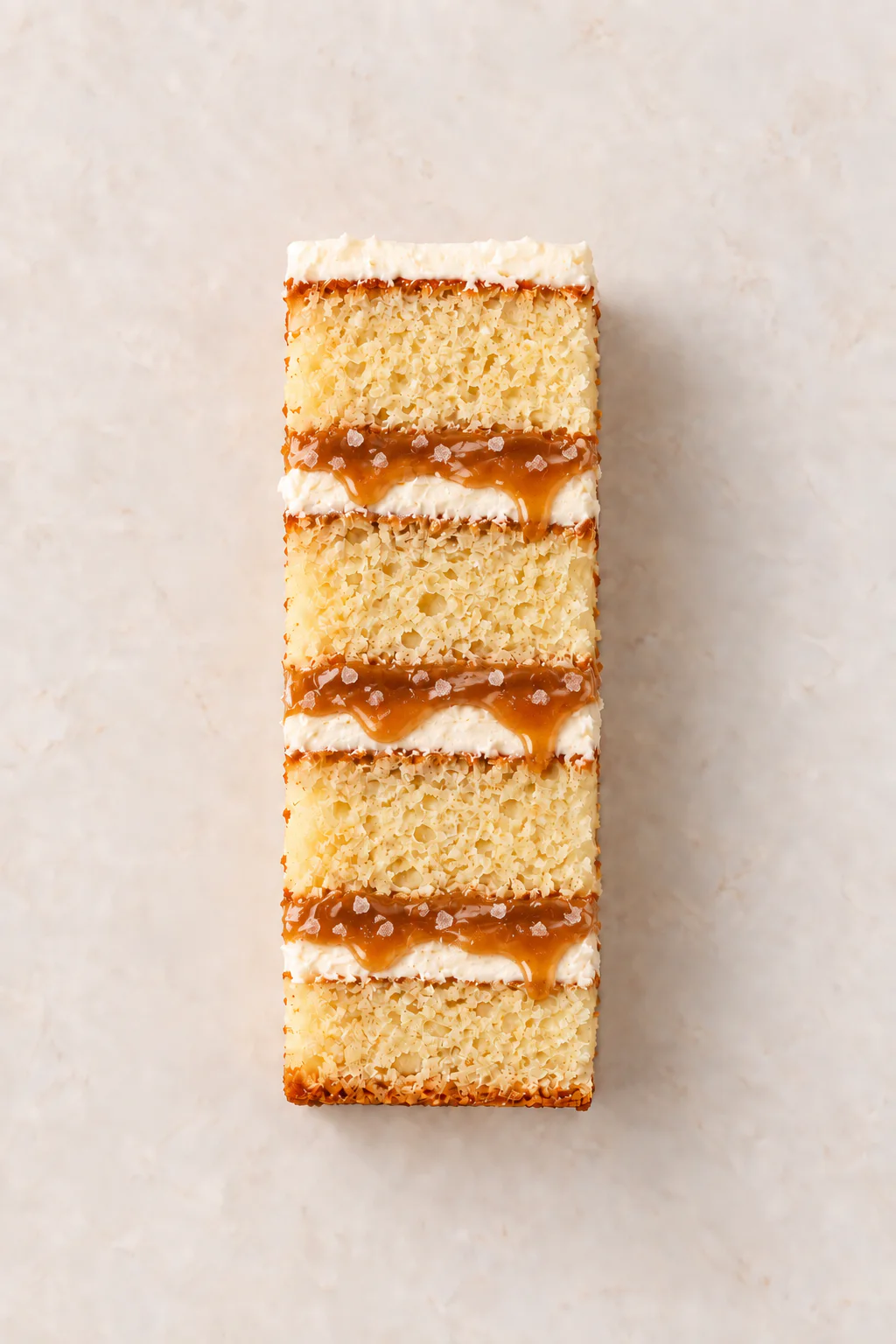 Vanilla sponge layered with salted caramel filling