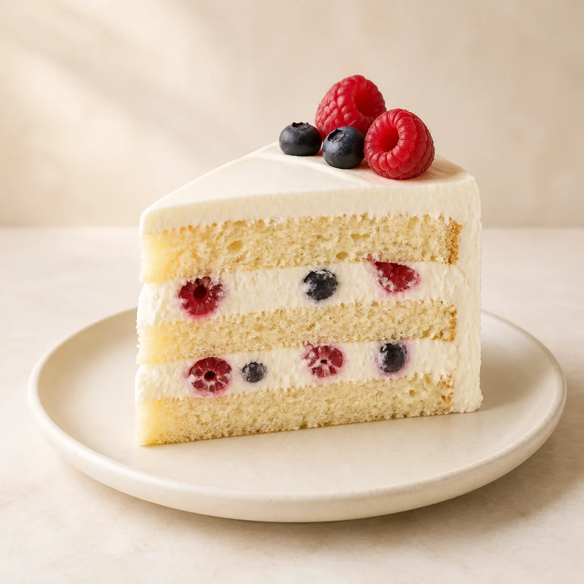 A vanilla mascarpone cake with berries